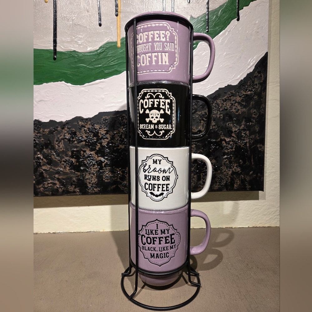 Stackable Coffee Mugs with Fun Quotes